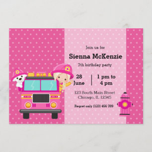 Cute Firefighter party Invitation