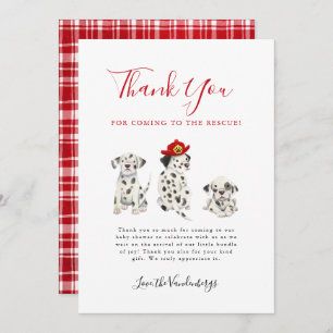 Cute Firefighter Puppies Baby Shower Thank You Card