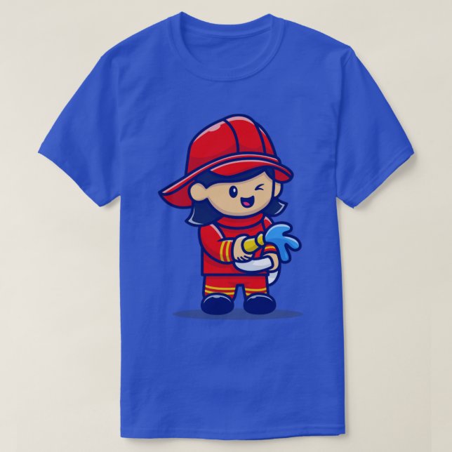Cute Firefighter T-Shirt (Design Front)