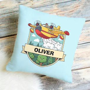 Cute Firefighting Plane Badge Cushion