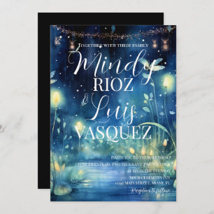 Cute Fireflies String Lights Wedding Invitation