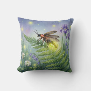 Cute Firefly and Flowers Tiny Insects Cushion