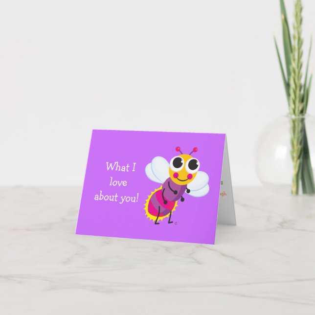 Cute Firefly "What I love about you" card (Front)