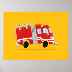 Cute Firetruck Art Poster