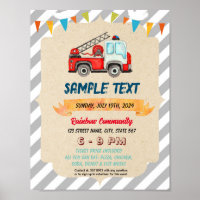 Cute firetruck theme flyer