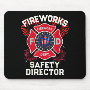 Cute firework safety director boom squad mouse pad