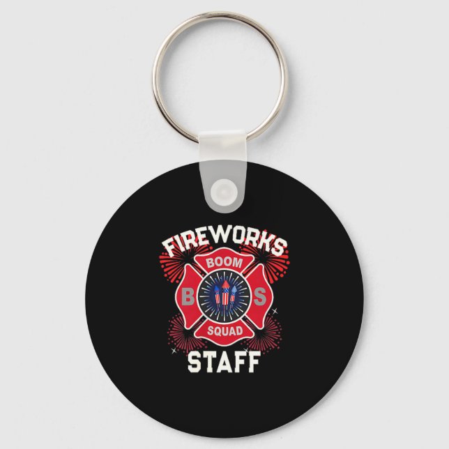 Cute firework staff patriotic 4th july technician key ring (Front)