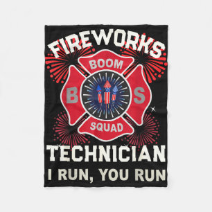 Cute firework technician run boom squad safety fleece blanket