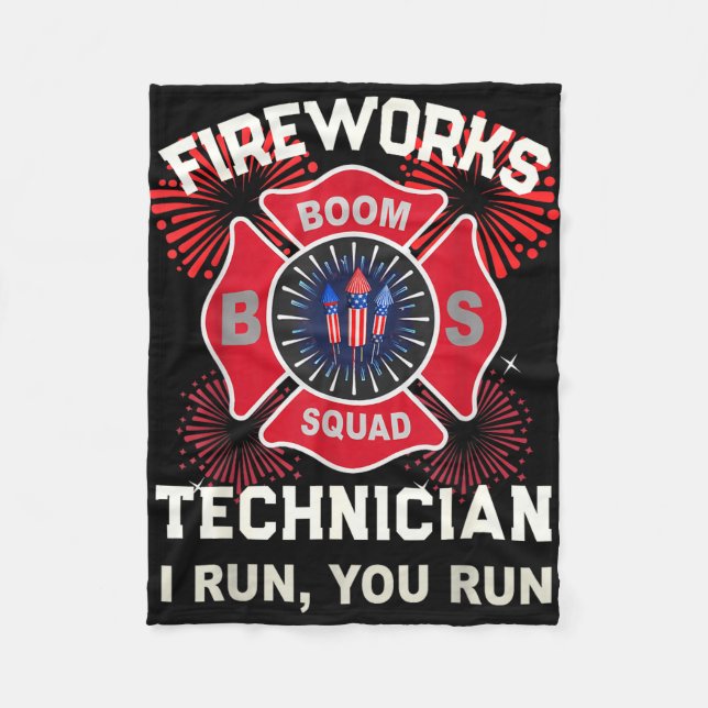 Cute firework technician run boom squad safety fleece blanket (Front)
