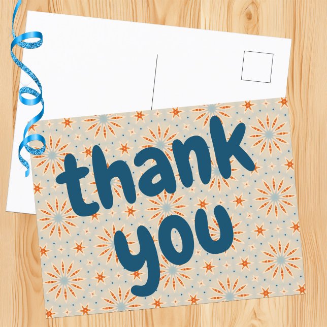 Cute Fireworks-Inspired Pattern Thank You Postcard (Creator Uploaded)