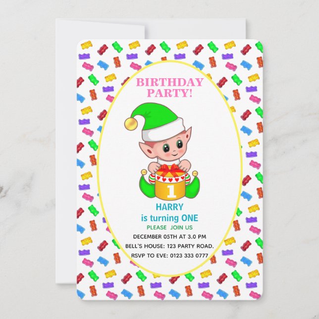 Cute First Baby Birthday Invitation (Front)