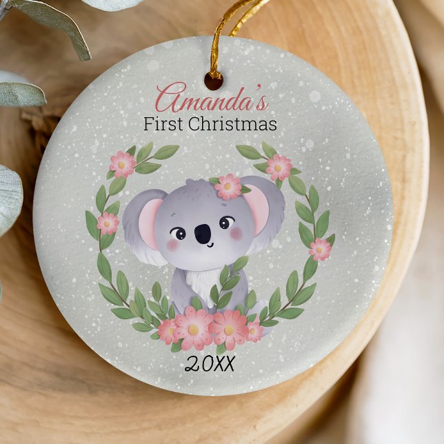 Cute first baby Christmas Wreath Ceramic Ornament (Creator Uploaded)