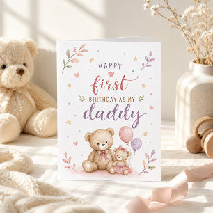 Cute First Birthday as My Daddy Watercolor Teddy  Card