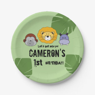 Cute first Birthday Jungle Safari animal theme Paper Plate