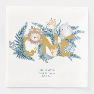 Cute First Birthday Safari Animals Napkin