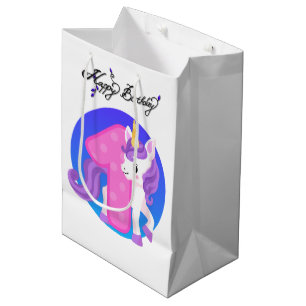Cute first Birthday unicorn party Medium Gift Bag