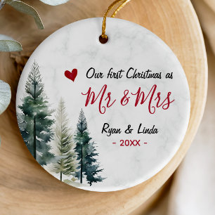 Cute first Christmas as Mr and Mrs Ceramic Ornament