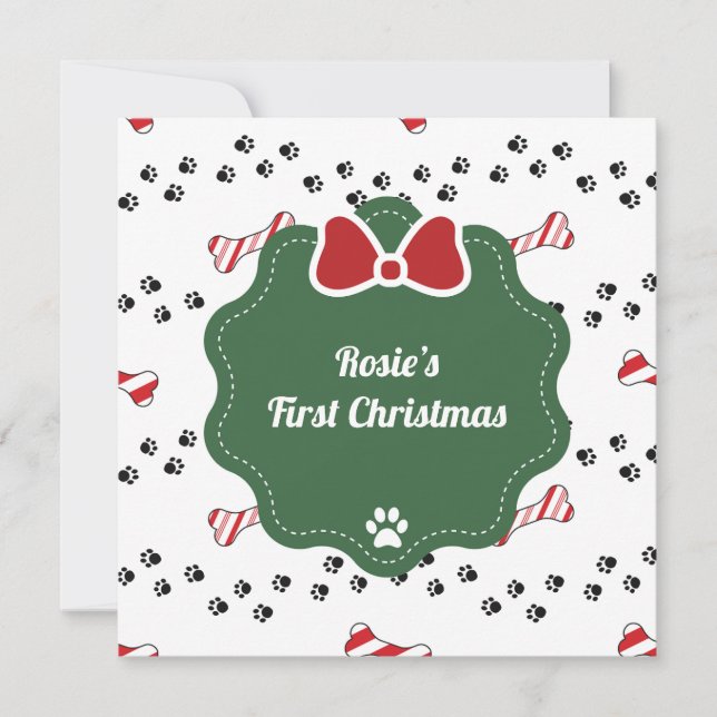 Cute First Christmas Dog Lover Christmas Card (Front)