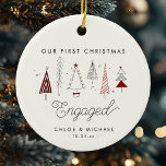 Cute First Christmas Engaged Whimsical Trees Ceramic Ornament<br><div class="desc">Celebrate your first Christmas engaged with this cute ornament! Featuring whimsical trees on a ceramic base,  it adds charm and joy to your holiday decor. Personalise with custom text for that extra-special touch</div>