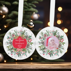 Cute First Christmas Grandparents Photo Keepsake Ornament