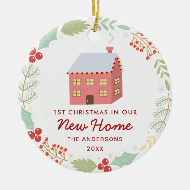 Cute First Christmas In Our New Home Ceramic Ornament (Front)