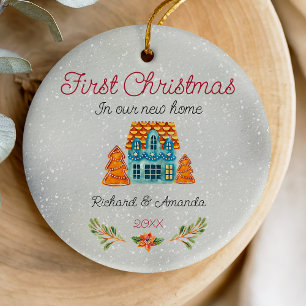 Cute first Christmas new home cookie house Ceramic Ornament