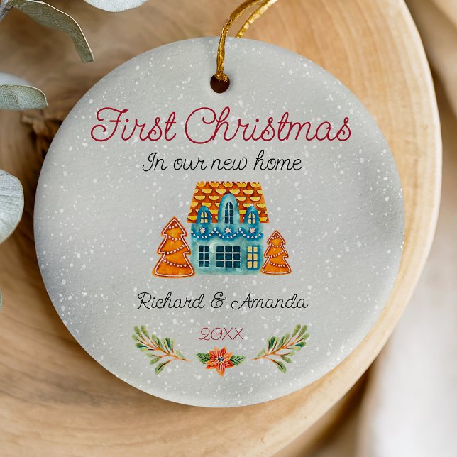 Cute first Christmas new home cookie house Ceramic Ornament (Creator Uploaded)