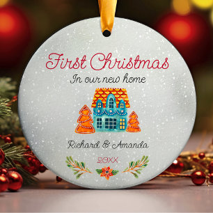 Cute first Christmas new home cookie house Ceramic Ornament