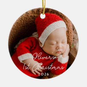  Cute First Christmas Newborn Baby Birth Stats Ceramic Ornament