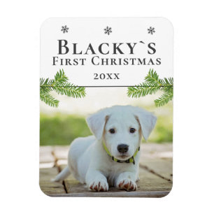 Cute First Christmas Puppy Christmas Photo Magnet