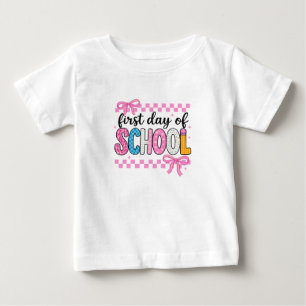 Cute First Day of School Pink Bow Kawaii Girls Baby T-Shirt