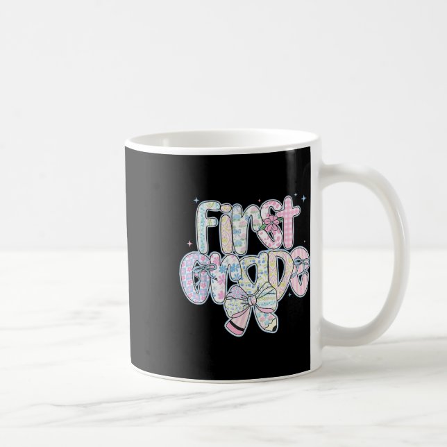Cute First Day Of School Preppy First Grade Back T Coffee Mug (Right)