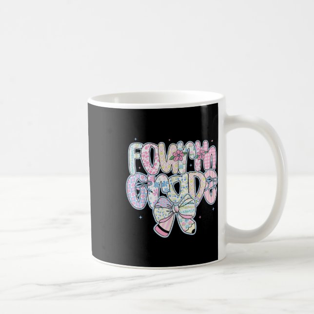 Cute First Day Of School Preppy Fourth Grade Back  Coffee Mug (Right)