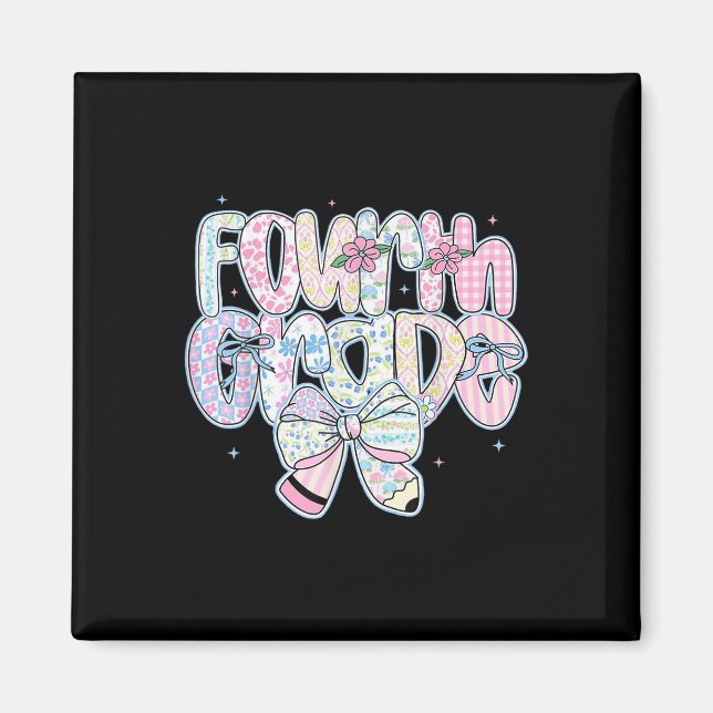 Cute First Day Of School Preppy Fourth Grade Back  Magnet (Front)