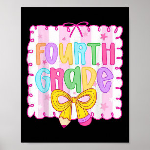 Cute First Day Of School Preppy Fourth Grade Back  Poster