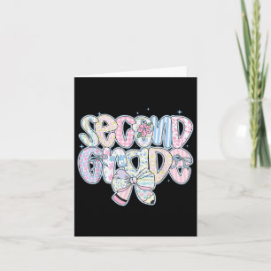Cute First Day Of School Preppy Second Grade Back Card
