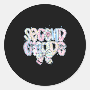 Cute First Day Of School Preppy Second Grade Back Classic Round Sticker
