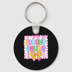 Cute First Day Of School Preppy Second Grade Back Key Ring