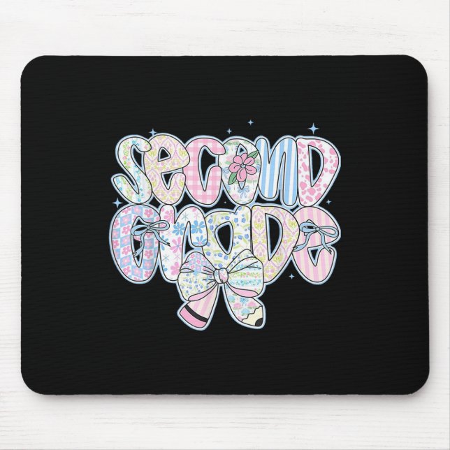 Cute First Day Of School Preppy Second Grade Back  Mouse Pad (Front)