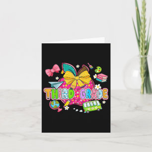 Cute First Day Of School Preppy Third Grade Back T Card