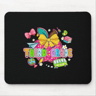 Cute First Day Of School Preppy Third Grade Back T Mouse Pad