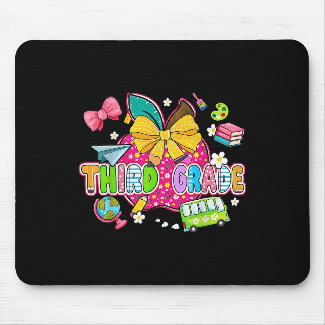 Cute First Day Of School Preppy Third Grade Back T Mouse Pad (Front)