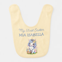 Cute First Easter Unicorn Customisable Baby Bib