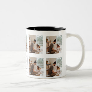 Cute first father's day daddy love photo collage Two-Tone coffee mug