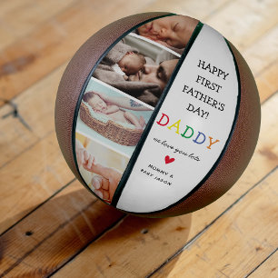Cute First Father's Day Daddy Photo Collage Basketball