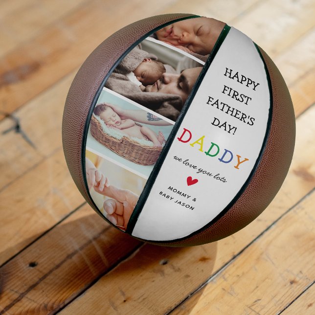 Cute First Father's Day | Daddy Photo Collage Basketball (1st Father's day gifts for new dads!)