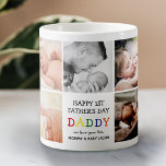 Cute First Father's Day Daddy | Photo Collage Coffee Mug<br><div class="desc">Create your very own special first fathers day gift with this cute photo collage coffee mug. Featuring 9 square photographs and the text 'Happy 1st Father's Day',  the word DADDY in bright colourful letters,  a we love you lots message and names.</div>
