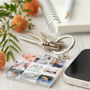 Cute First Father's Day Daddy   Photo Collage Keyc Key Ring