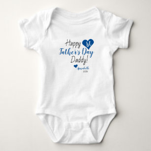 Cute First Father's Day Gift Blue Baby Girl Boy Bodysuit