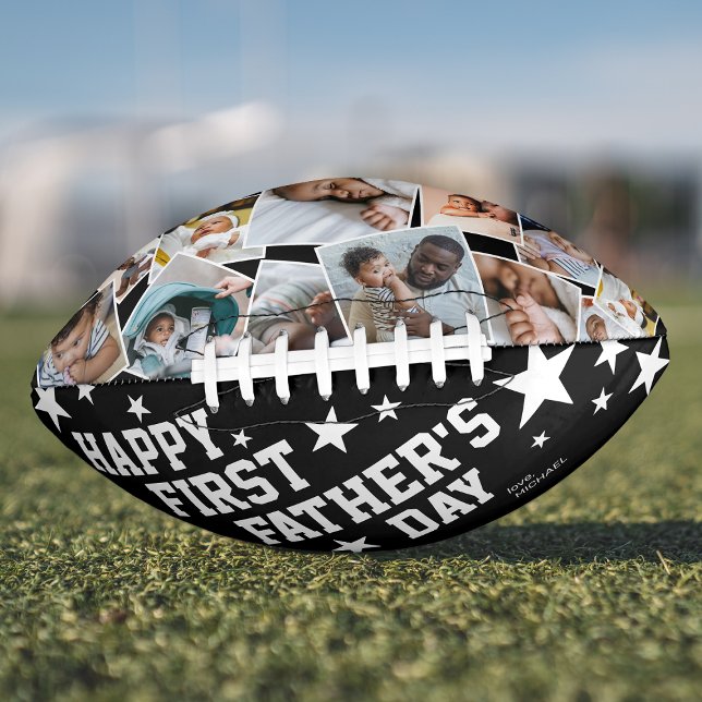 Cute First Father's Day Photo Collage Football (Creator Uploaded)